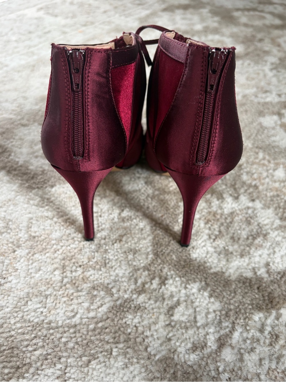 Nina Shoes Cherie Burgundy Velvet Lace-Up Stiletto Heels 6.5 - Picture 7 of 9